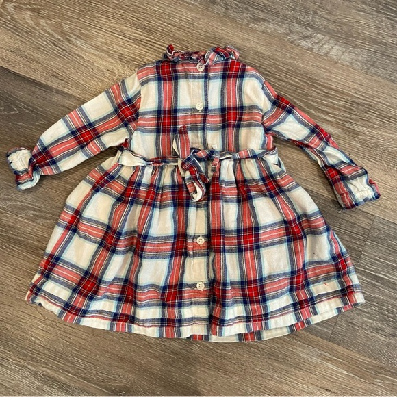 BABY BODEN Festive Check Red Robin Dress Plaid Back Button 3-6 Months - Picture 8 of 9